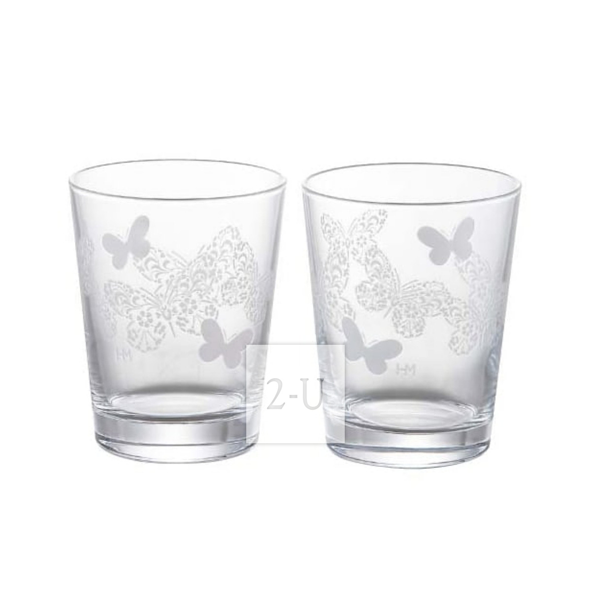 森英惠 魔朮化蝶變色伕婦杯子蝴蝶玻璃對杯