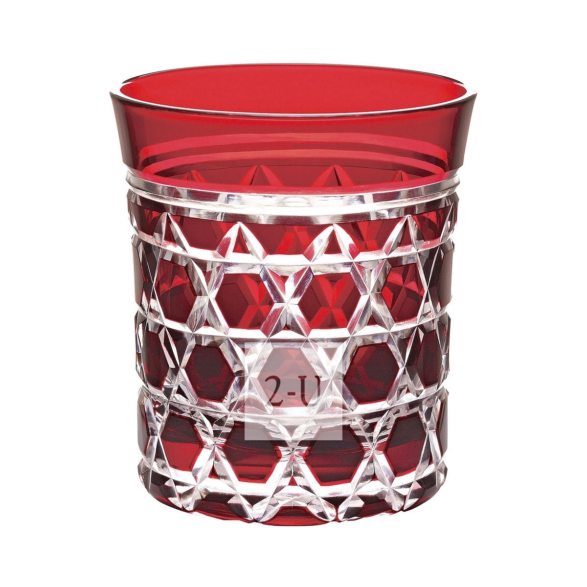 江戶切子 手工刻花酒杯 紅色