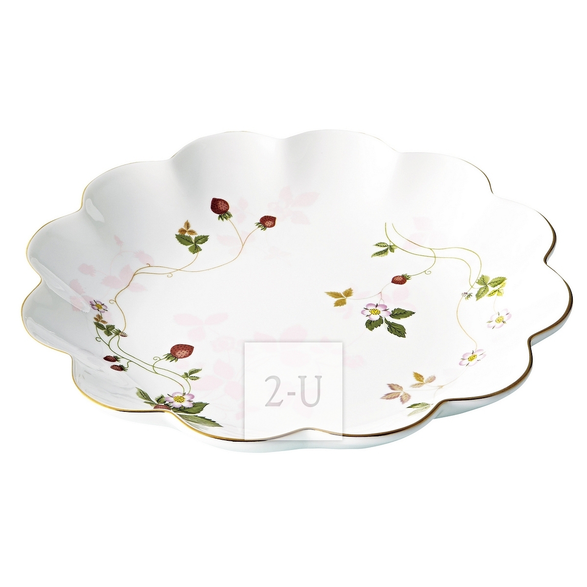 韋奇伍德 野草莓 骨瓷花形大槃