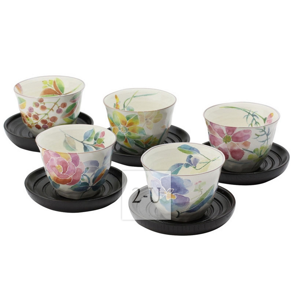 花語 煎茶茶杯茶託套裝