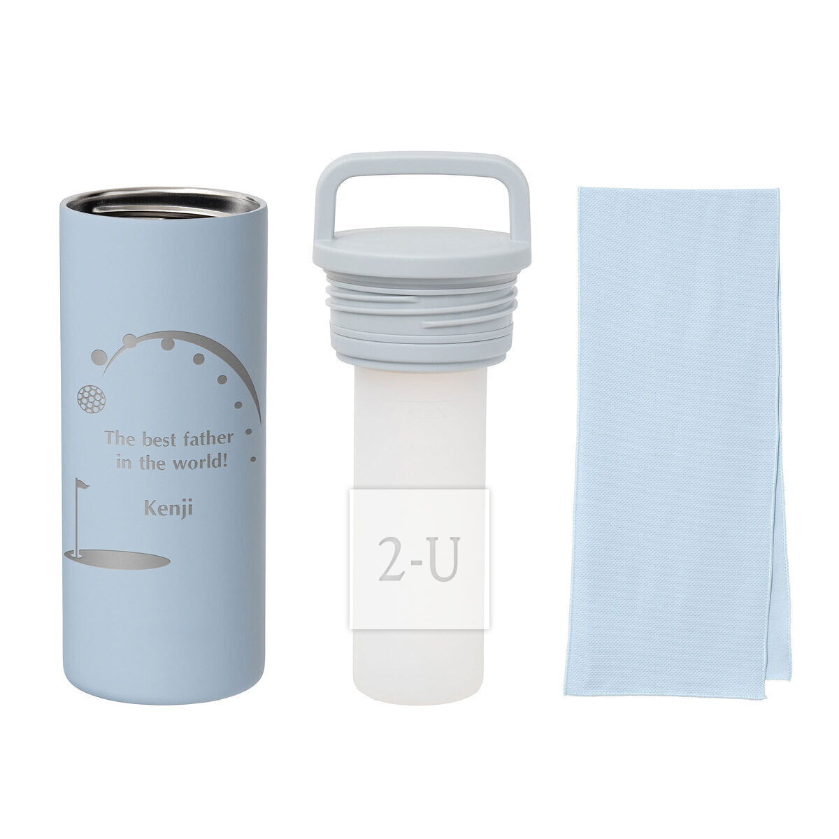 冰涼毛巾 真空不銹鋼保冷杯 藍色