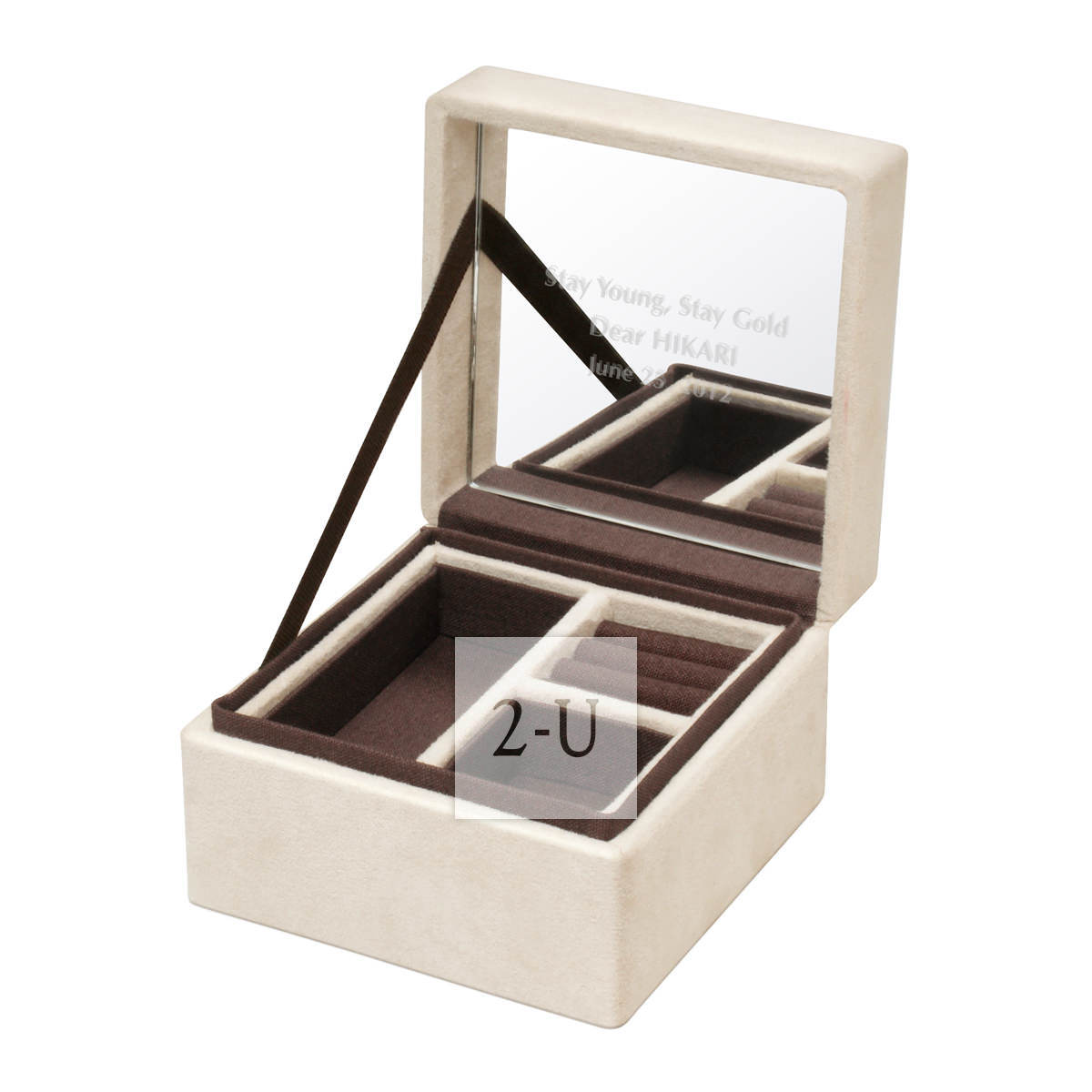 高檔刺繡雙層首飾盒收納盒 S