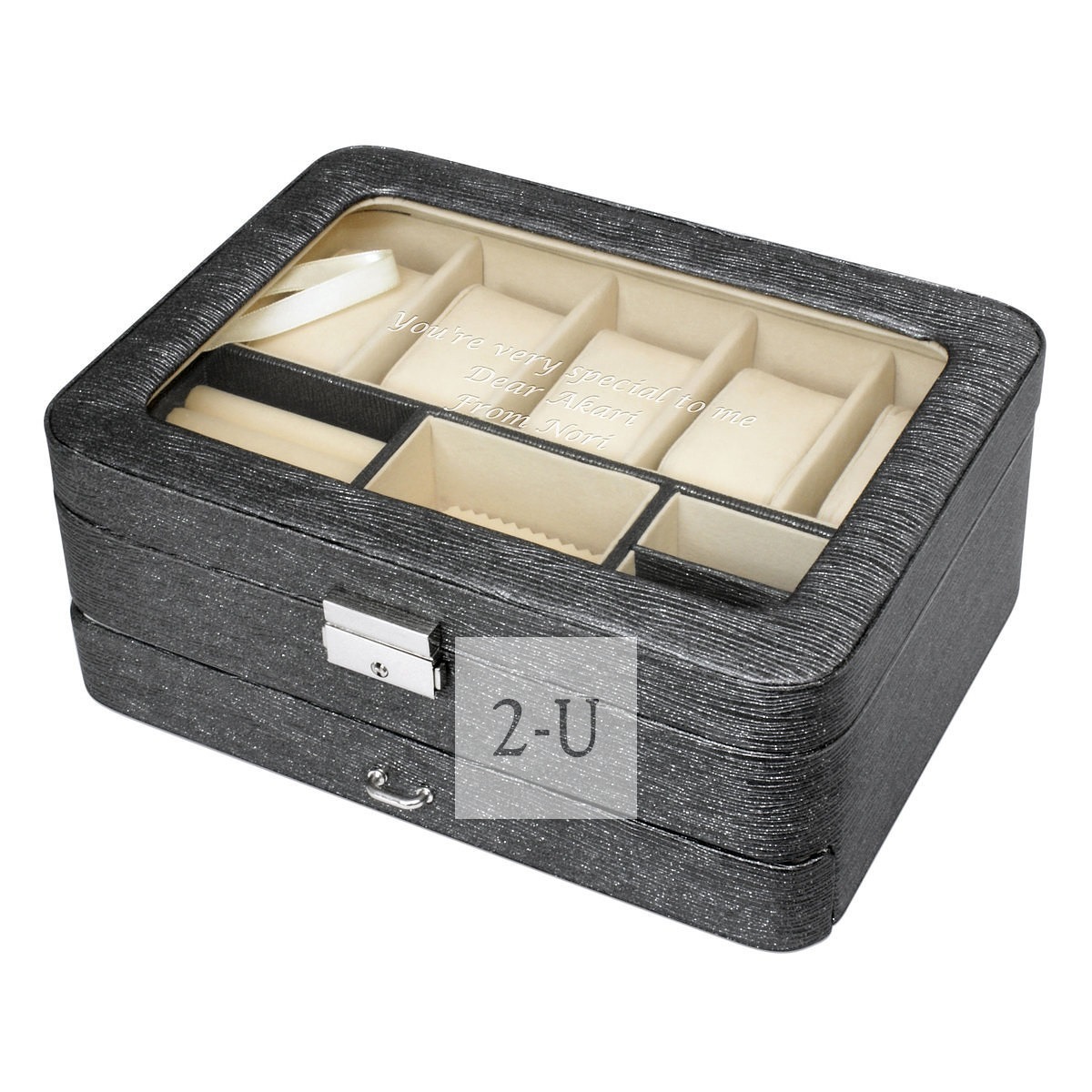 雙層首飾盒手錶盒 黑色