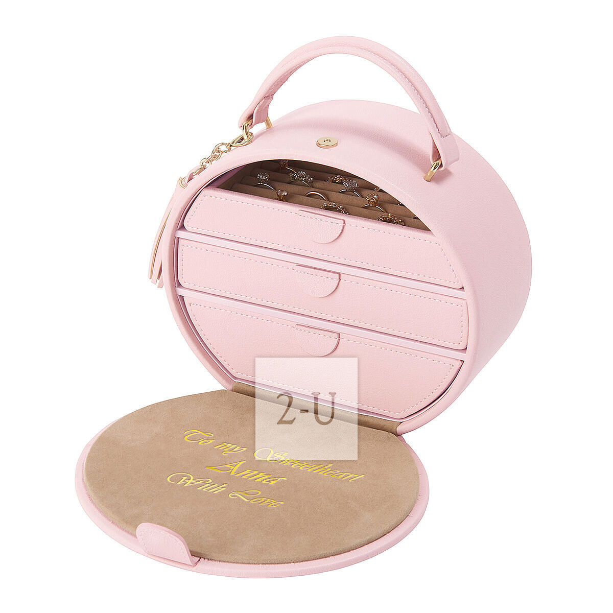 圓形手提包造型首飾盒