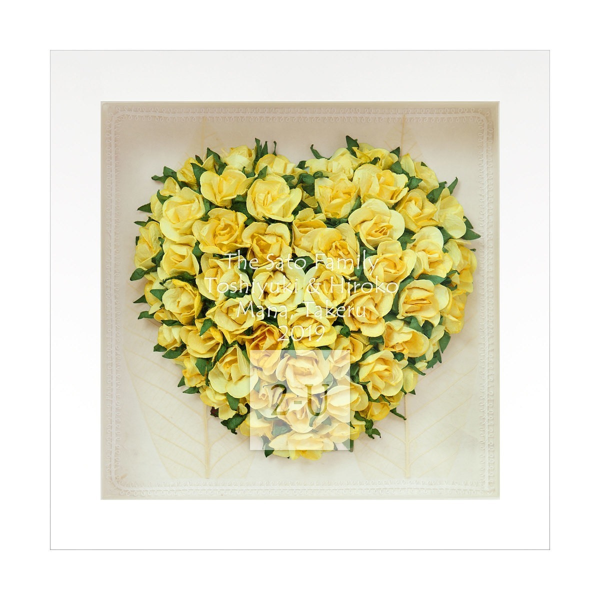 心形黃玫瑰立體畫框