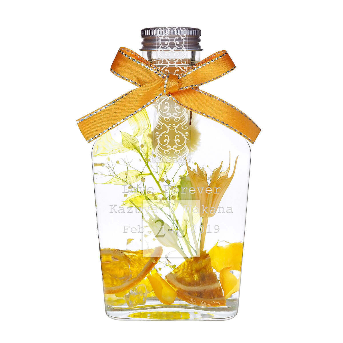 永生花浮遊花瓶植物標本瓶（Herbarium） M號 檸檬黃