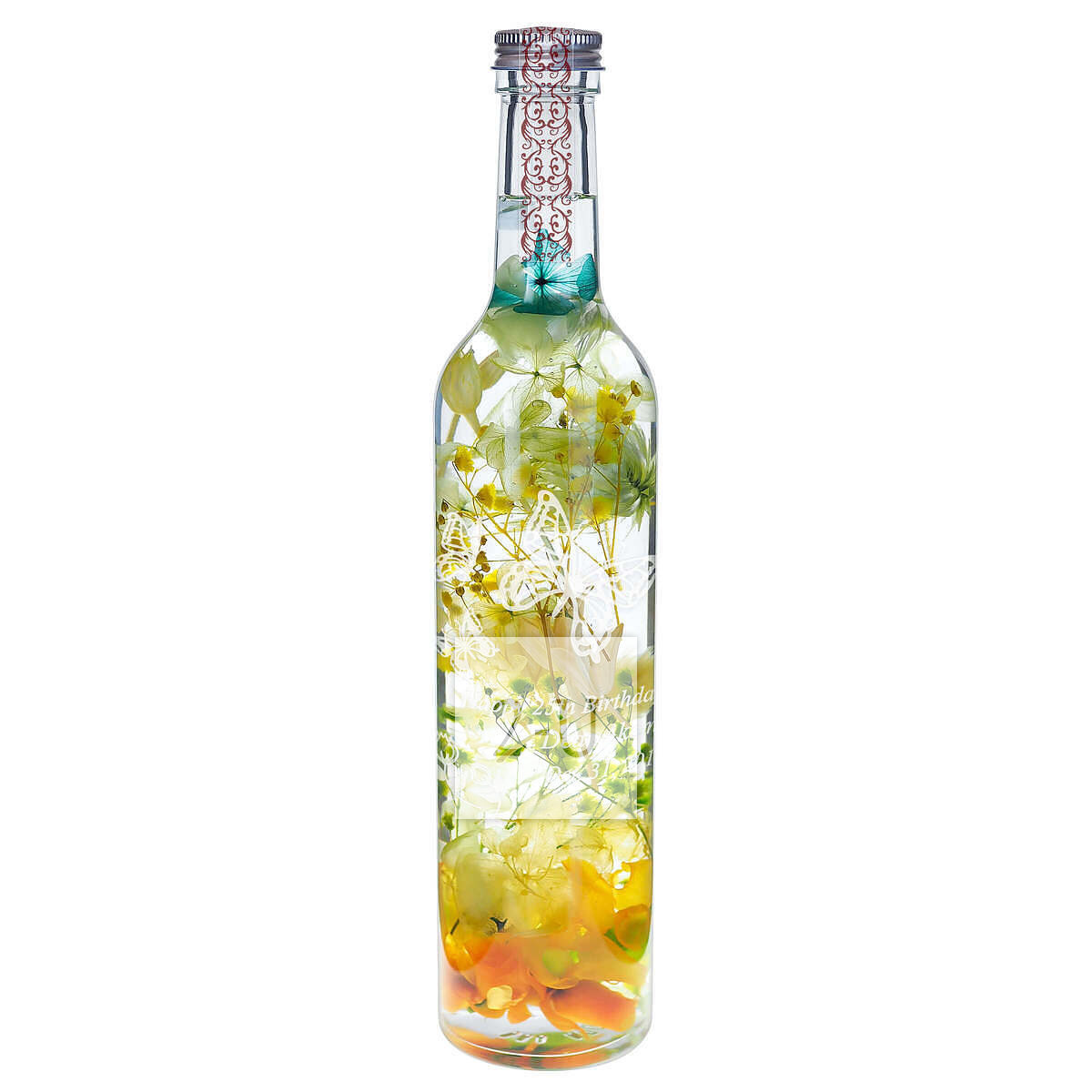 永生花浮遊花瓶植物標本瓶（Herbarium） L號 活力橙