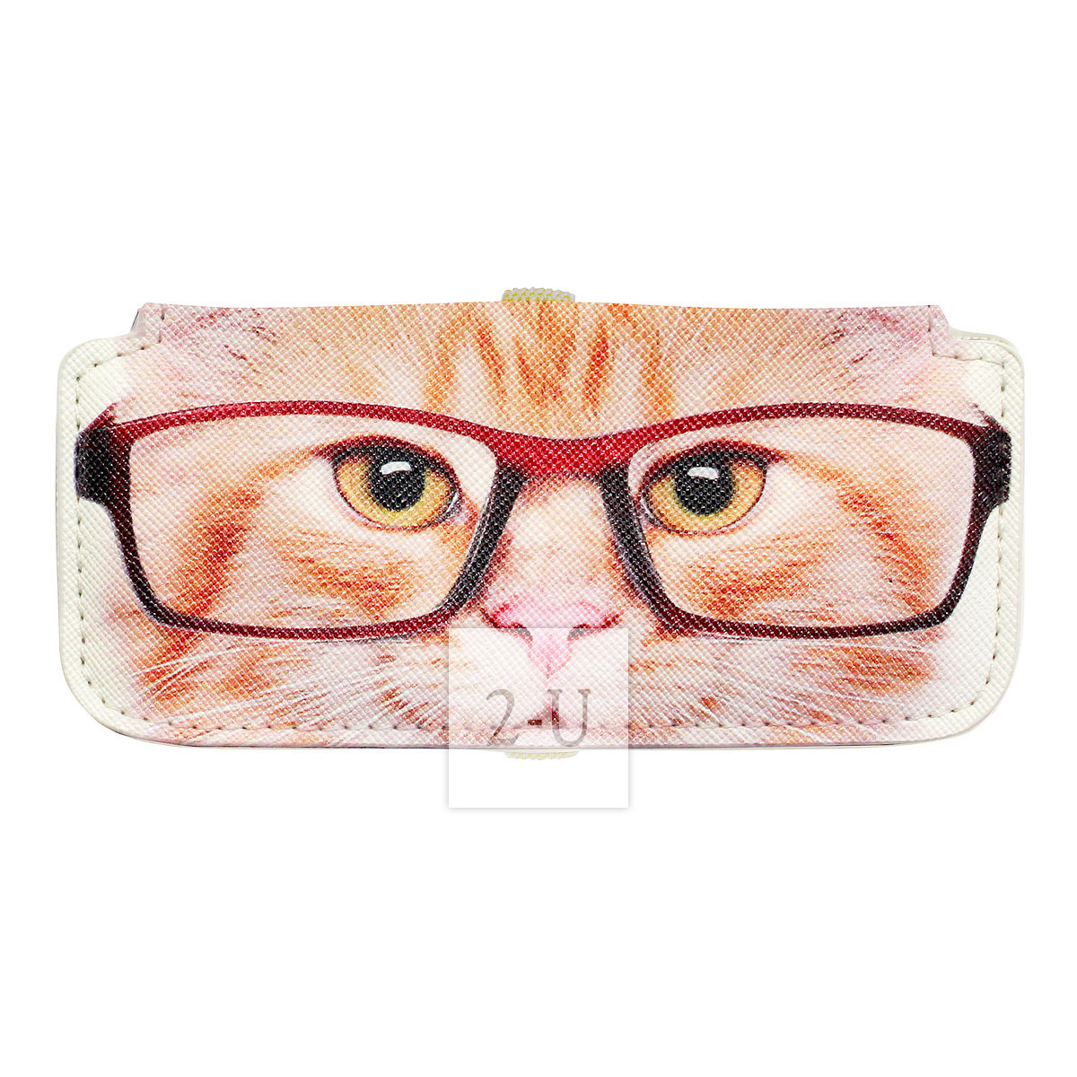 小巧眼鏡盒 動物圖案之金漸層虎斑貓