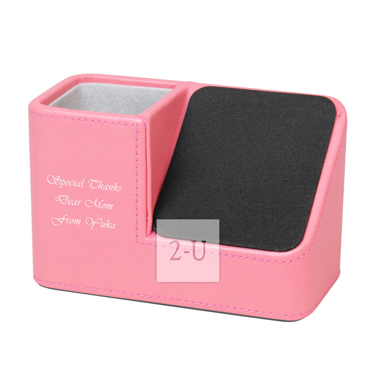 筆筒眼鏡收納盒兼 iPhone 檯手機座 桃紅色