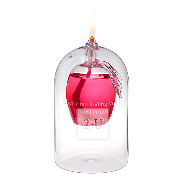 玻璃油燈 紅蘋果