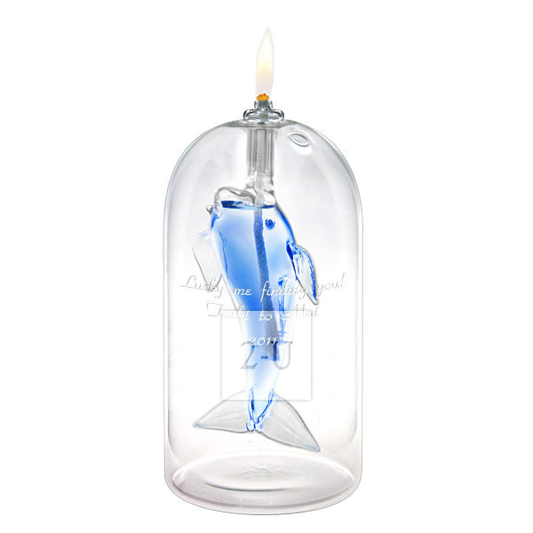 海豚玻璃油燈