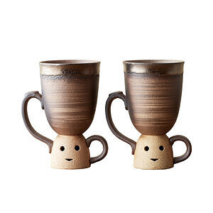 萬古燒 金綵 創意陶俑 對杯