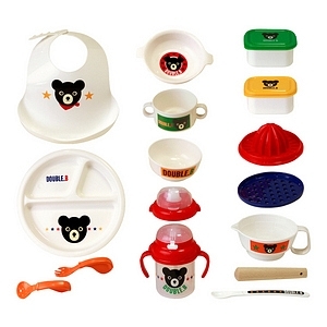 MIKI HOUSE 嬰幼兒餐具2段最齊全套裝禮盒 含研磨器水杯飯兜包