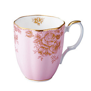 英國皇傢道爾頓 Royal Albert 百年紀唸 1960年 玫瑰骨瓷金邊馬剋杯