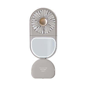 帶LED化妝鏡的縴巧便攜風扇 灰色