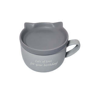 貓咪造型陶瓷杯碟套裝 灰色