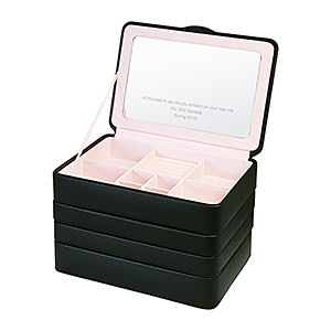 三層首飾盒收納盒 黑色 4L