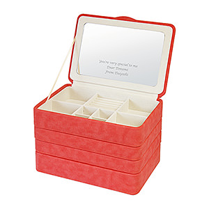 三層首飾盒收納盒 橘紅色 4L 號