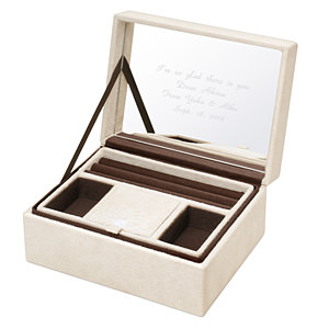 高檔刺繡雙層首飾盒收納盒 M