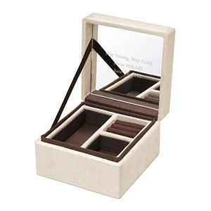 高檔刺繡雙層首飾盒收納盒 S