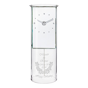 施華洛世奇 SWAROVSKI 水晶瓖嵌玻璃圓柱時鐘