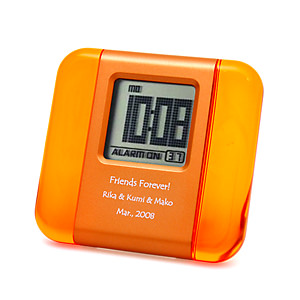 橘黃色樹脂液晶小鬧鐘