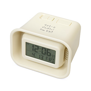 擴音器型電波電子鐘大音量警笛鬧鐘 象牙白