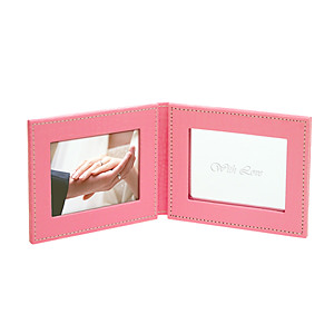淺桃紅色皮夾式化妝鏡