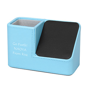 筆筒眼鏡收納盒兼 iPhone 檯手機座 藍色