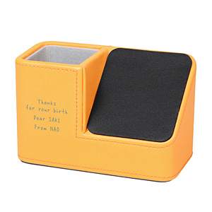 筆筒眼鏡收納盒兼 iPhone 檯手機座 金黃色