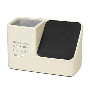 筆筒眼鏡收納盒兼 iPhone 檯手機座 白色