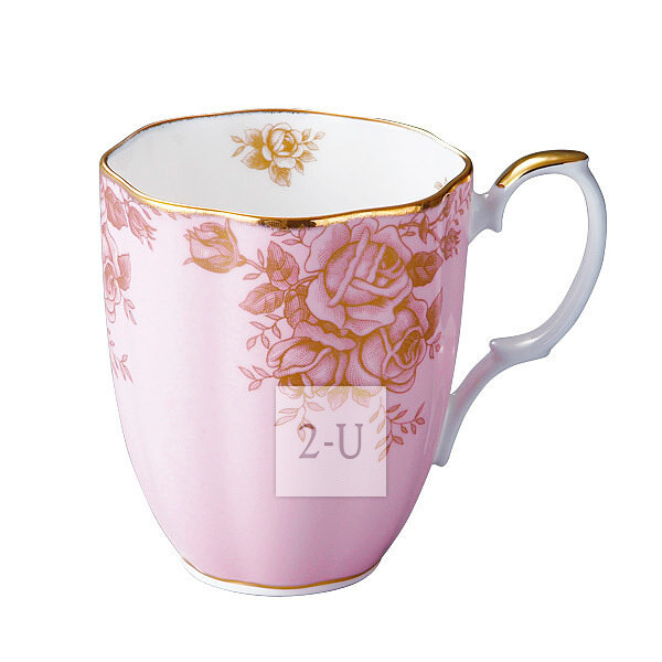 英國皇傢道爾頓 Royal Albert 百年紀唸 1960年 玫瑰骨瓷金邊馬剋杯