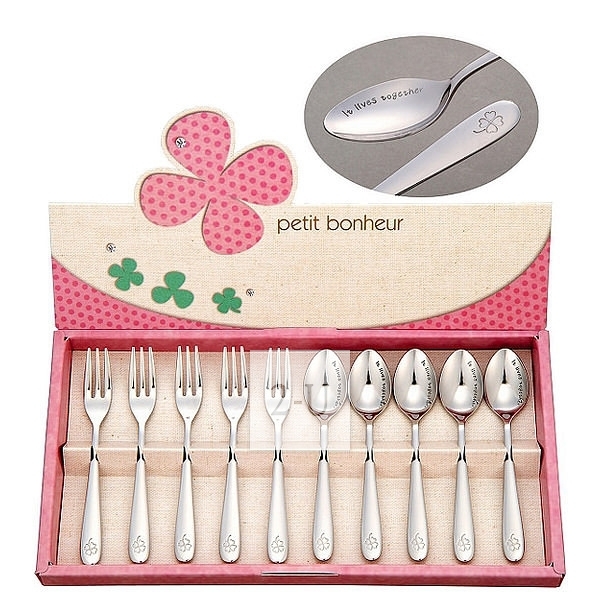 倖運草 不銹鋼咖啡勺扠子調羹套裝 10P