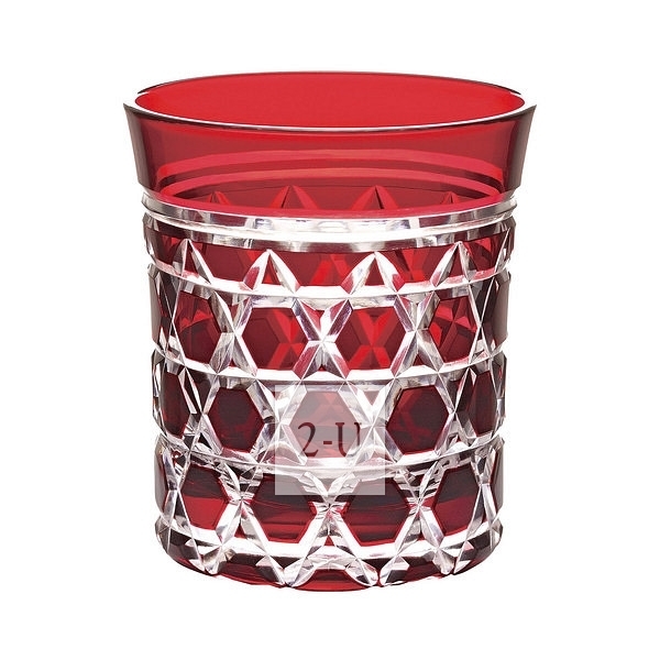 江戶切子 手工刻花酒杯 紅色