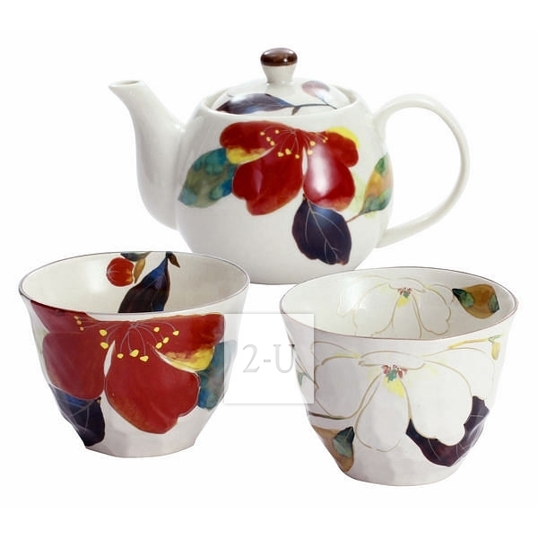 和藍 花迴廊 煎茶杯子茶壺套裝