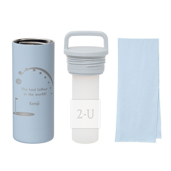 冰涼毛巾 真空不銹鋼保冷杯 藍色