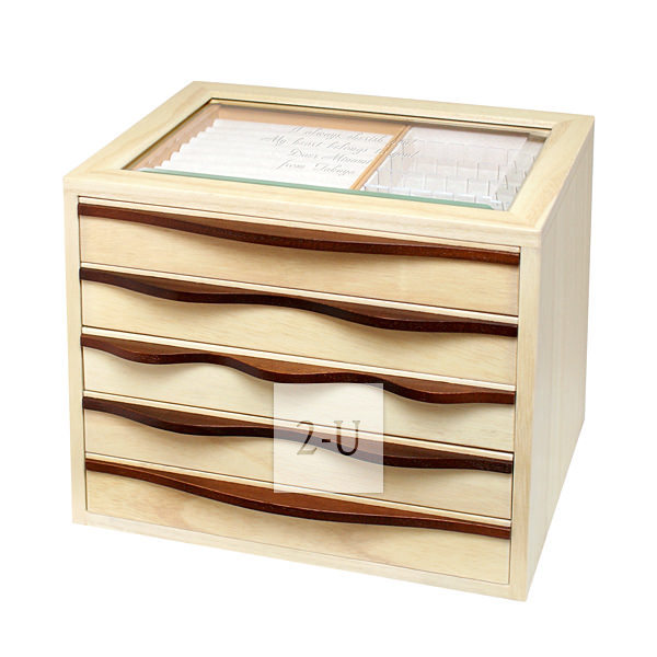 多層木質首飾盒 原木色 L