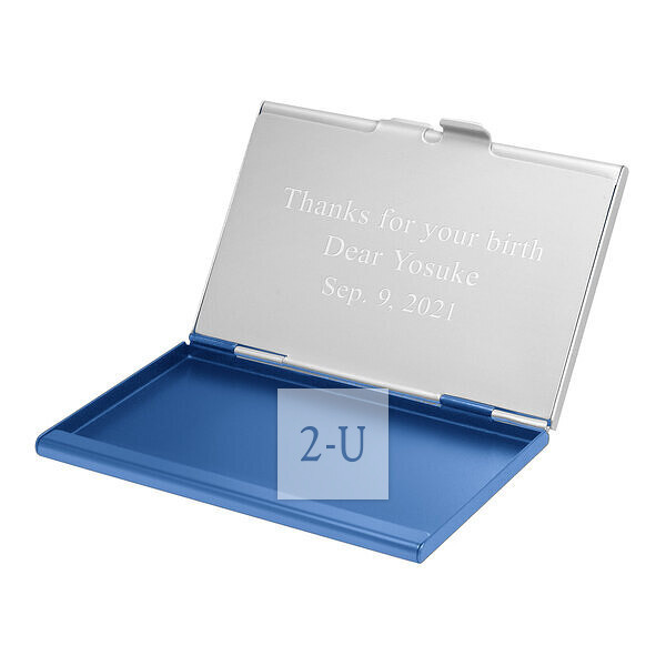 鋁製雙面名片盒 藍色