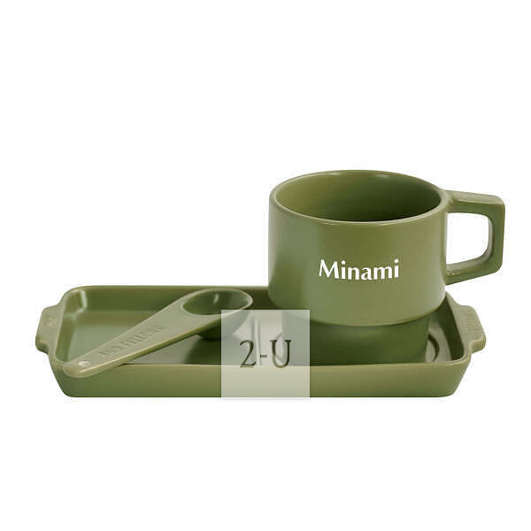 戶外風咖啡茶杯碟勺子套裝 綠色