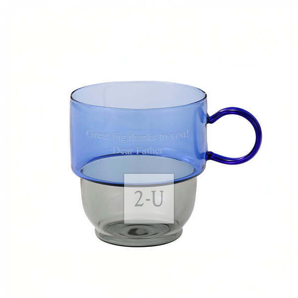 糖果色可疊放耐熱玻璃杯 藍色