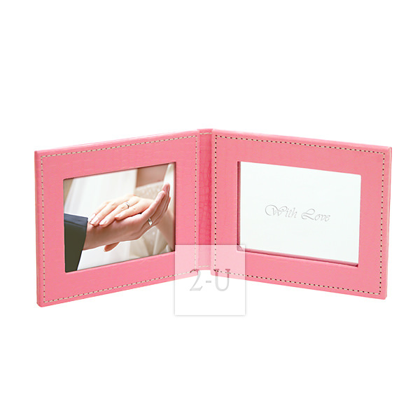 淺桃紅色皮夾式化妝鏡