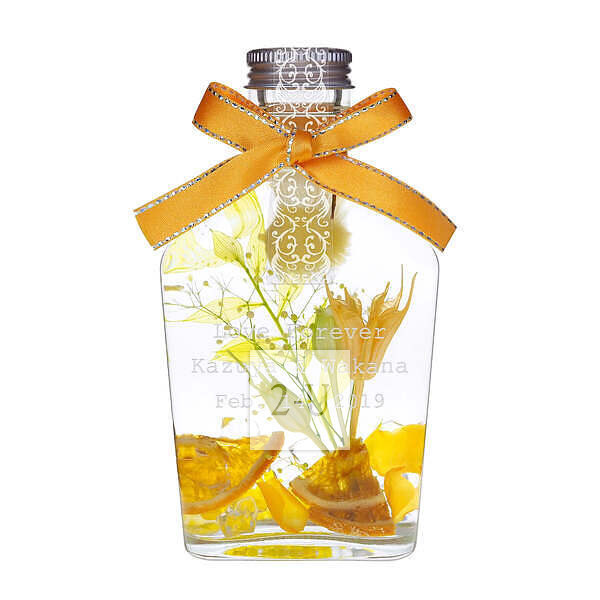 永生花浮遊花瓶植物標本瓶（Herbarium） M號 檸檬黃