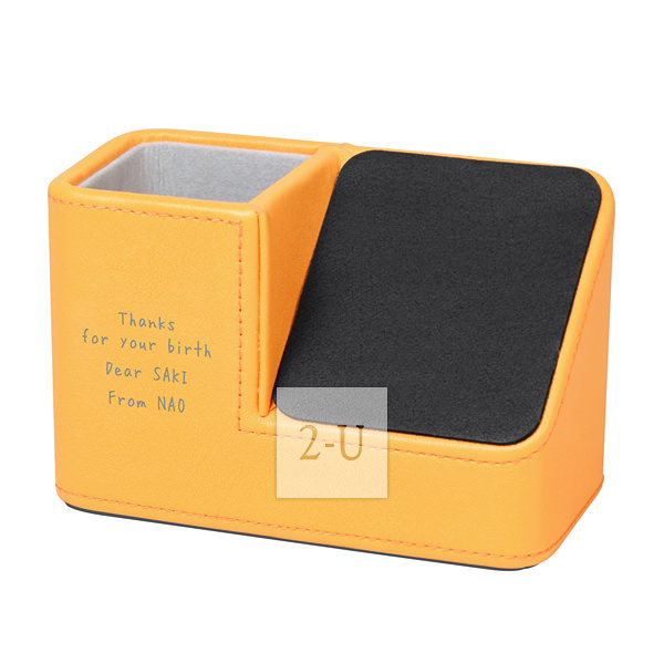 筆筒眼鏡收納盒兼 iPhone 檯手機座 金黃色